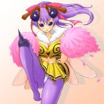  bee_girl breasts capcom cheerleader cleavage long_hair maximum_tokio pom_poms purple_hair q-bee skirt thigh-highs vampire_(game) wings 