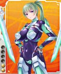  1girl bodysuit breasts green_hair infini_brain large_breasts leana_freed ponytail tagme taimanin_(series) taimanin_asagi taimanin_asagi_battle_arena vuccha warrior 