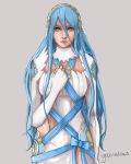  1girl aqua_(fire_emblem_if) blue_hair breasts dancer dress female fire_emblem fire_emblem_if long_hair nintendo yellow_eyes 