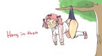  1girl ass hanging hibari_(senran_kagura) inkerton-kun senran_kagura senran_kagura_(series) simple_background solo tree wedgie 
