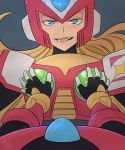  2boys armor blonde_hair blush looking_at_viewer male_focus multiple_boys naughty_face rockman rockman_x rockman_zero tagme tongue yaoi zero_(rockman) 