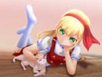  1girl aqua_eyes blonde_hair cat shounen_(hogehoge) smile sokrates_(touhou) touhou touhou_(pc-98) 