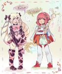  2girls armor blonde_hair boots cameliacake cape dress elise_(fire_emblem_if) english fire_emblem fire_emblem_if gloves hair_ornament hair_ribbon hairband long_hair multiple_girls pink_hair red_eyes ribbon sakura_(fire_emblem_if) short_hair twintails violet_eyes 