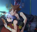  2boys blush child esto_(20motoko) kingdom_hearts lying lying_on_person male_focus multiple_boys riku sora_(kingdom_hearts) yaoi 