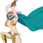  1girl animated animated_gif cape gladiator one_piece pink_hair rebecca_(one_piece) sword 