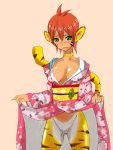  1girl animal_ears blush breasts breath_of_fire breath_of_fire_ii cat_ears cat_tail facial_mark furry gackt-c gloves green_eyes no_panties no_pants orange_hair pointy_ears rinpoo_chuan short_hair solo tail 