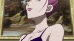  1girl animated animated_gif baise earrings green_eyes hunter_x_hunter jewelry licking_lips lips purple_hair solo tongue tongue_out 