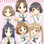  6+girls black_hair brown_eyes brown_hair everyone girls_und_panzer maruyama_saki multiple_girls oono_aya sakaguchi_karina sawa_azusa sync_(id_12519877) uniform utsugi_yuuki yamagou_ayumi 