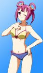  bikini bow breasts cleavage rin_kaiho smile swimsuit tag_force tagme violet_eyes wink yu-gi-oh! 