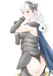  1girl ass blush breasts fire_emblem fire_emblem_if hairband long_hair looking_at_viewer looking_back pointy_ears red_eyes solo tico white_hair 