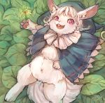  androgynous flower furry hat nature nekotsuki open_mouth pink_eyes plant rabbit solo white_hair 