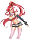  1girl belt bikini_top breasts cleavage female hotpants large_breasts midriff navel ponytail redhead scarf simple_background solo tengen_toppa_gurren_lagann thigh-highs white_background yoko_littner 