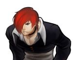  1boy choker erraday hair_over_one_eye jacket male_focus red_eyes redhead shirt short_hair snk solo the_king_of_fighters yagami_iori 