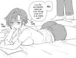  1boy 1girl chips comic eating eroe genderswap hasumi_souji_(eroe) igarashi_kyou_(eroe) monochrome original short_hair solo_focus translated 