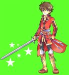  1boy blue_eyes boots character_request child fire_emblem male_focus nagiyaki_(momomo77) short_hair simple_background smile solo standing sword weapon 