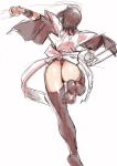  1girl ass back black_hair ez6 female iroha_(samurai_spirits) maid maid_headdress samurai_spirits thong weapon 
