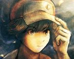  1boy 90s artist_request gradient gradient_background hat male_focus pokemon pokemon_(game) pokemon_rgby red_(pokemon) red_(pokemon)_(classic) solo 