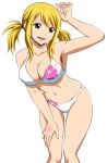  1girl bare_shoulders bikini blonde_hair breasts fairy_tail female large_breasts long_hair lucy_heartfilia open_mouth smile solo swimsuit 