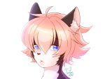  androgynous blue_eyes cat ehime_mikan furry lips pink_hair short_hair simple_background solo white_background 