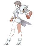  10s 1girl boots brown_hair carnet_(pokemon) full_body genzoman high_heel_boots high_heels looking_at_viewer poke_ball pokemon pokemon_(game) pokemon_xy solo 