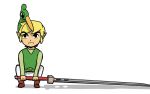  1boy artist_request blonde_hair buster_sword drawfag ezlo final_fantasy final_fantasy_vii link short_hair simple_background solo source_request the_legend_of_zelda the_legend_of_zelda:_the_minish_cap toon_link white_background 