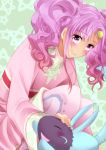  00s 1girl blush closed_eyes dark_skin dress green_background long_hair meredy open_mouth pantyhose purple_hair quickie smile star tales_of_(series) tales_of_eternia twintails violet_eyes 