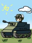  00s 1girl androgynous artist_request chibi clouds goggles hat kino kino_no_tabi short_hair sky solo tagme tank 