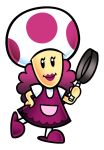  1girl frying_pan lipstick makeup mario_party mario_party_advance mrs._shroomlock official_art slippers super_mario_bros. 