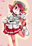  1girl baseball_cap baseball_uniform breasts buffalo_bell cow female furry hat mascot red_eyes redhead ruishin short_hair skirt solo 