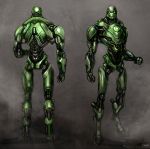  abstract_background armor character_sheet dc_comics doll_joints fist full_body glowing glowing_eyes gradient gradient_background green_eyes green_lantern green_lantern_(series) looking_at_viewer no_humans robot solo standing stel 