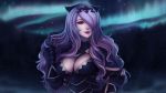  1girl breasts camilla_(fire_emblem_if) cleavage fire_emblem fire_emblem_if mynxuu night night_sky nintendo purple_hair sky solo tiara upper_body 