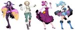  00s 10s 4girls ass black_hair blonde_hair blue_hair boots breasts brown_hair camera cape cleavage dress elbow_gloves genzoman gloves gym_leader highres ibuki_(pokemon) looking_at_viewer mache_(pokemon) melissa_(pokemon) midriff multiple_girls navel nintendo open_mouth pants pantyhose pink_hair poke_ball pokemon pokemon_(game) pokemon_dppt pokemon_hgss pokemon_xy ponytail purple_hair qual_tails smile tank_top viola_(pokemon) wide_sleeves 