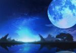  clouds full_moon highres moon night night_sky no_humans original reflection scenery sky sorakuma_(oycue41) star_(sky) starry_sky tree water 
