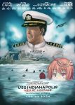  1boy 1girl commentary_request copyright_name english faceless faceless_male h2_(h20000000) i-58_(kantai_collection) kantai_collection movie_poster nicolas_cage parody partially_submerged shark_fin uss_indianapolis_(ca-35) 