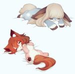 artist_request closed_eyes fox furry redhead sleeping unicon white_hair 