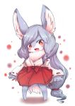  1girl artist_request borrowed_character copyright_request furry grey_hair japanese_clothes long_hair pink_eyes rabbit tagme 