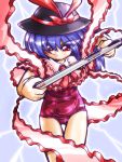  electric_wind_instrument hat instrument nagae_iku one-piece_swimsuit red_eyes ribbon school_swimsuit swimsuit touhou winn 