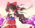  black_hair detached_sleeves gohei hakurei_reimu long_hair sokomushi touhou 