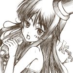  bad_id bare_shoulders don&#039;t_say_lazy don't_say_&quot;lazy&quot; face_paint facepaint gao gao_(naodayo) k-on! long_hair microphone microphone_stand monochrome sketch solo 