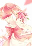  bad_id closed_eyes dress flower from_behind long_hair original pink_hair yamiko yamiya 
