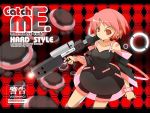  dress gun pink_hair red_eyes robots short_hair weapon 