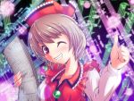  grin lyrica_prismriver musical_note newspaper short_hair smile solo thumbs_up touhou verynezumi wink 