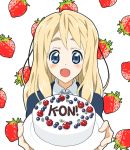  berries blonde_hair blue_eyes blueberry cake food fruit k-on! komomo kotobuki_tsumugi long_hair pastry raspberry school_uniform solo strawberry 