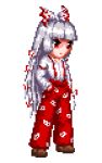  animated_gif divine fujiwara_no_mokou gif hair_ribbon idle_animation long_hair lowres pants pixel_art red_eyes ribbon sprites suspenders touhou transparent_background white_hair 