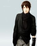  brown_hair fugi_jis gloves male original realistic scarf zinc_park 