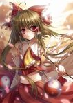 detached_sleeves gohei hakurei_reimu japanese_clothes miko petals red_eyes rie_(artist) rie_(reverie) touhou yin_yang 