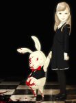   blood rabbit checkered child creepy dress fugi_jis hand_holding original pantyhose stuffed_animal vest zinc_park  