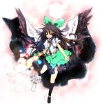  black_hair eyes kneehighs long_hair red_eyes reiuji_utsuho socks touhou wings 