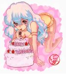  all_fours anniversary bent_over dessert food frosting fruit icing lingerie long_hair multicolored_hair nia_teppelin reinus strawberry tengen_toppa_gurren_lagann underwear wavy_hair wedding_cake 