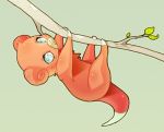  branch hanging lowres msh_(pixiv143034) nintendo no_humans pink_hair pokemon slowpoke solo tail upside-down 